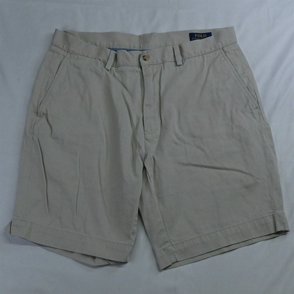 Polo Ralph Lauren 34 x 9" Khaki Recent Classic Flat Front Chino Shorts‎ - Picture 1 of 5